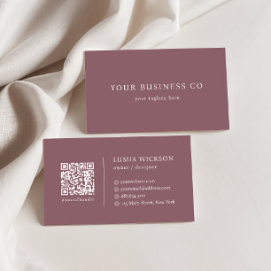 Cartão De Visita Moderno Minimalista Elegante Código QR Mauve