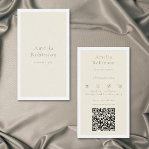 Cartão De Visita Moderno Minimalista Elegante Creme Marfim Profissi