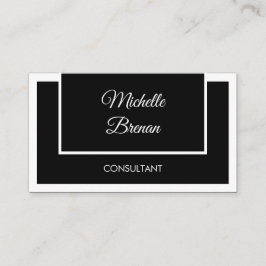 Cartão De Visita Moderno Minimalista Elegante Preto e Branco