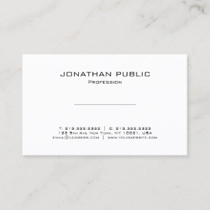 Cartão De Visita Moderno Minimalista Elegante White Plain Professio