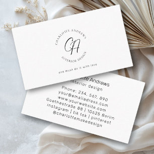 Cartão De Visita Moderno, minimalista, monograma, círculo de logoti