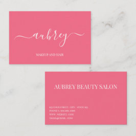 Cartão De Visita Moderno minimalista rosa branco script