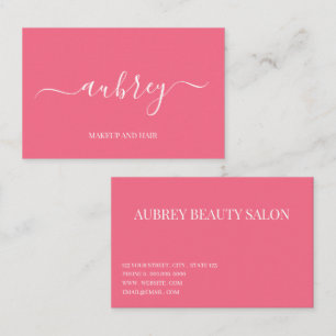 Cartão De Visita Moderno minimalista rosa branco script