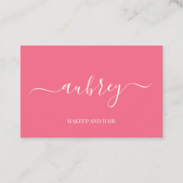 Cartão De Visita Moderno minimalista rosa branco script