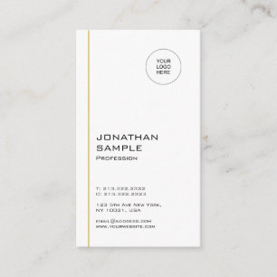 Cartão De Visita Moderno Minimalista Tendência Legal Dourado Branco