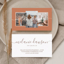 Cartão De Visita Moderno Mínimo 3 Foto Influenciador Social Laranja