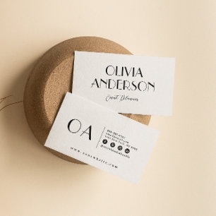 Cartão De Visita Moderno Mínimo Elegante de Chic Black & White Boho