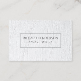 Cartão De Visita Moderno Mínimo Geométrico de Couro Branco Simples