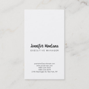 Cartão De Visita Moderno Mínimo Negro e Branco