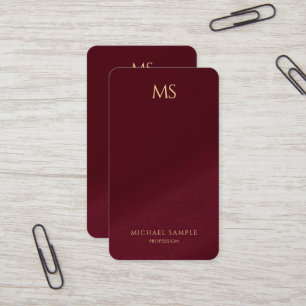Cartão De Visita Moderno Monograma de Texto Dourado Elegante Vertic