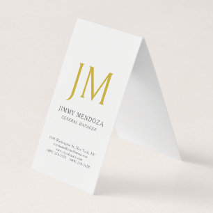 Cartão De Visita Moderno Monograma Dourado Minimalista Simples
