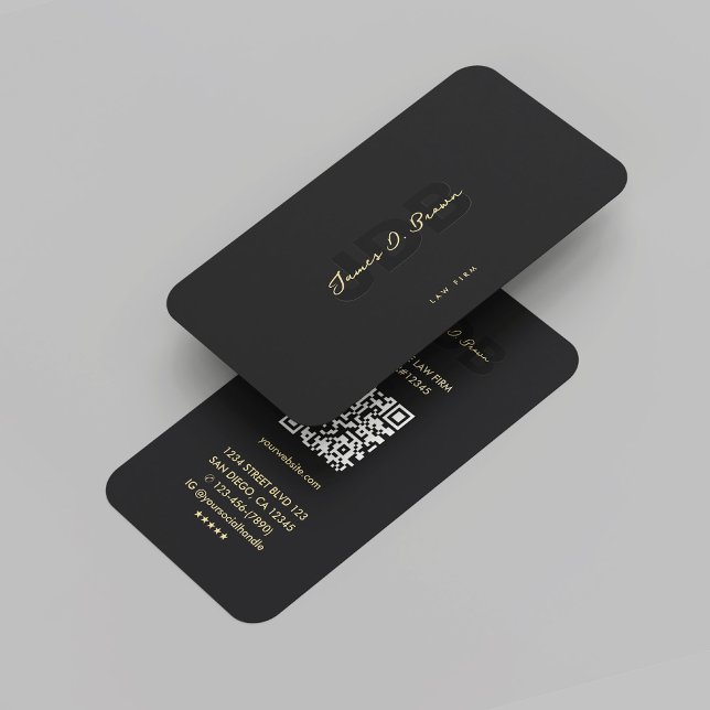 Cartão De Visita Moderno Monograma Lei Firme Advogada Dourada (Modern Monogram Legal Law Firm Lawyer Black Gold Business Card
)