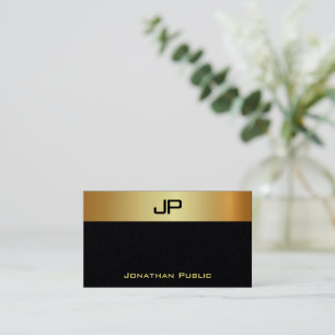 Cartão De Visita Moderno Monograma Luxuoso Premium Preto Elegante