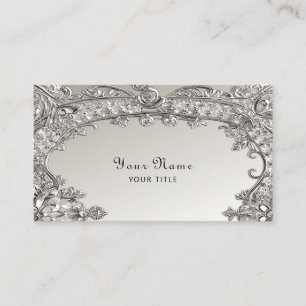 Cartão de visita Moderno Ornamentado Silver