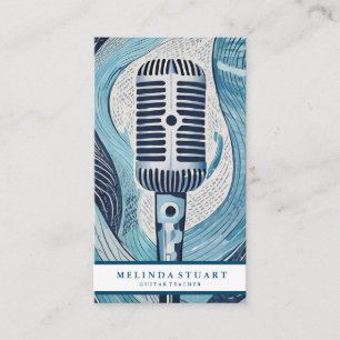 Cartão De Visita Moderno Professor de Guitarra Músico Chic Minimali