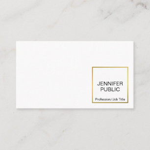 Cartão De Visita Moderno profissional, Elegante branco, Dourado, li