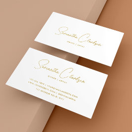 Cartão De Visita Moderno Rascunho Manuscrito Dourado Minimalista