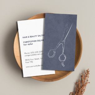 Cartão De Visita Moderno refrigere o azul Textured Scissor o