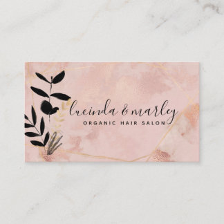 Cartão De Visita Moderno Rosa Dourado Floral