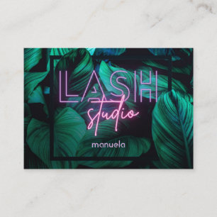 Cartão De Visita Moderno Rosa Neon Lash Studio Professional
