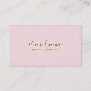 Cartão De Visita Moderno Rótulo Manuscrito Minimalista Rosa Pastel