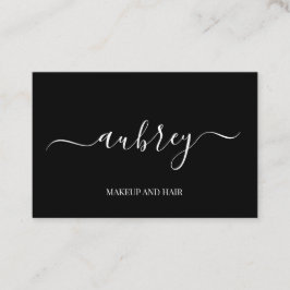 Cartão De Visita Moderno script branco minimalista Black