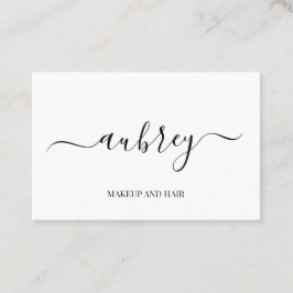 Cartão De Visita Moderno script branco minimalista preto