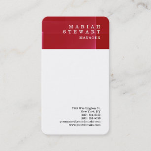Cartão De Visita Moderno sofisticado Elegante Mínimo Branco Vermelh
