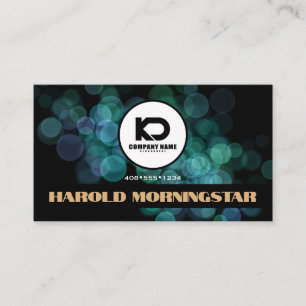 Cartão De Visita Moderno Teal Preto Bokeh com Qr e Logotipo