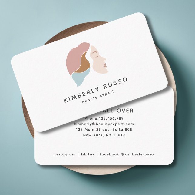 Cartão De Visita Moderno, Trendente, Salão, Logotipo Mulheres (Modern, Trendy, Salon, Women-Logo Business Card.)