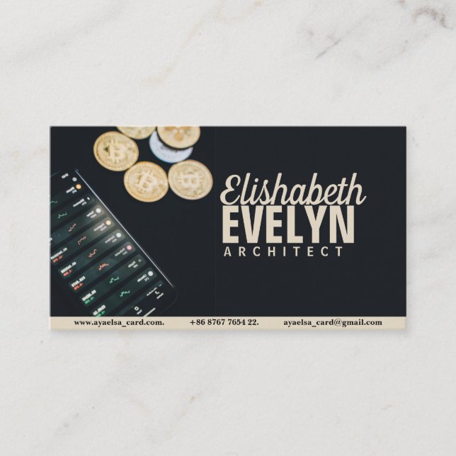 Cartão De Visita Moedas dispersas perto do smartphone com financiam (Frente)