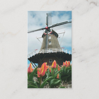 Cartão De Visita Moinho de vento do Dutch das tulipas do primavera