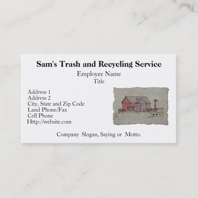 Cartão De Visita Moinho de vento & vaca do celeiro (Frente)