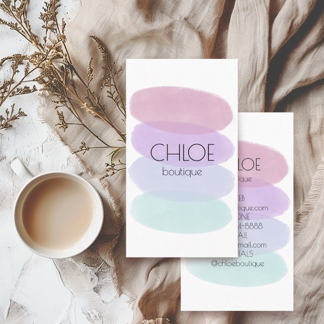 Cartão De Visita Mola de Abstrato de pintura de pasta mole Forma Aq (Soft Pastel Painting Abstract Shapes Watercolor Business Card
)