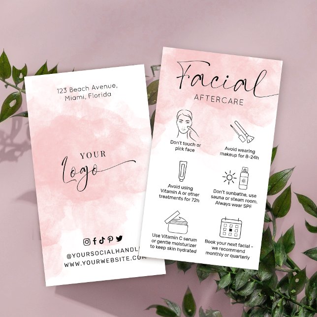 Cartão De Visita Mola Rosa-Rosa Feminina Facial Após Cuidados (Criador carregado)