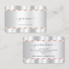 Cartão De Visita Molde Rosa de Prata Glamorosa, Linhas Douradas