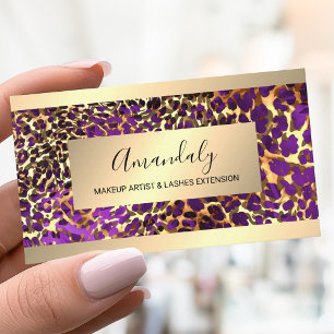 Cartão De Visita Moldura de Ouro Brilhante Pele de Animal Leopardo