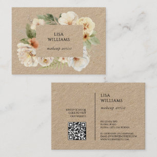 Cartão De Visita Moldura de Rosas em Aquarela Kraft