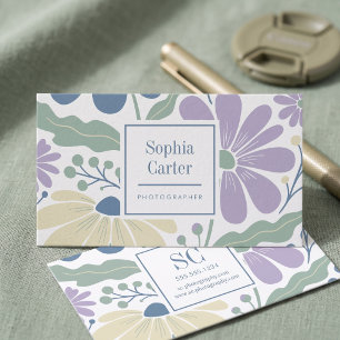 Cartão De Visita Moldura Floral Botânica Pastel