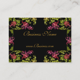 Cartão de Visita Moldura Floral Vintage Preto Dour