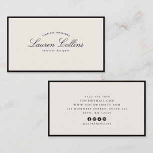 Cartão De Visita Moldura Preta Moderna com Ícones de Mídia Social