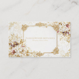 Cartão De Visita Moldura Rococó Dourada Vitoriana de Luxo Floral Br
