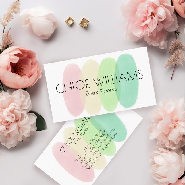 Cartão De Visita Molho Abstrato de Pincel de Pincel Molho (Soft Pastel Painting Abstract Brushstrokes Watercolor Business Card
)