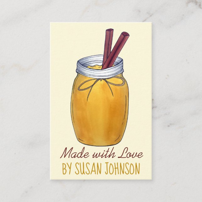 Cartão De Visita Molho de Maçã de Comida de Jar de Aplauso Homemade (Frente)