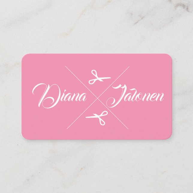 Cartão De Visita Molho-de-tesoura moderno, cor-de-rosa (Frente)