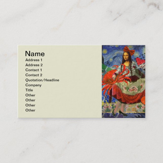 Cartão De Visita Mona Lisa Diversão Zodiac Whimsical (Frente)