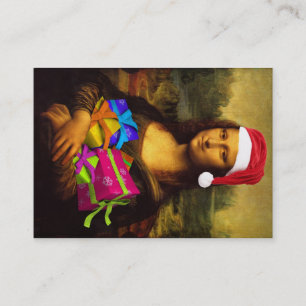 Cartão De Visita Mona Lisa que deseja o Feliz Natal