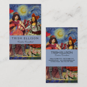 Cartão De Visita Mona Lisa Romântica Divertida Arte Colorida