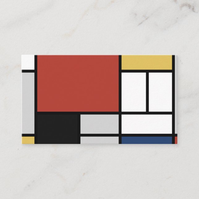 Cartão De Visita Mondrian Painting Red Plane Yellow Black Cinza Blu (Frente)