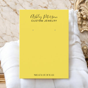 Cartão De Visita Monitor de brinco de joias amarelo minimalista